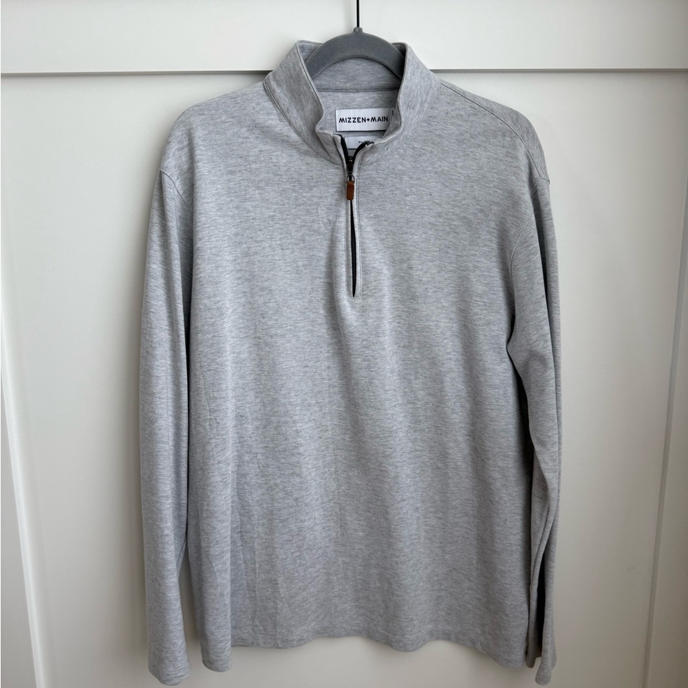 Mizzen+Main Light Gray Quarter-Zip Sweater